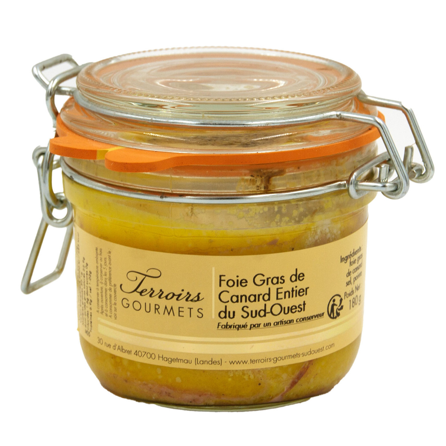 Foie gras de canard entier des Landes : bocal de 180g - La Basse