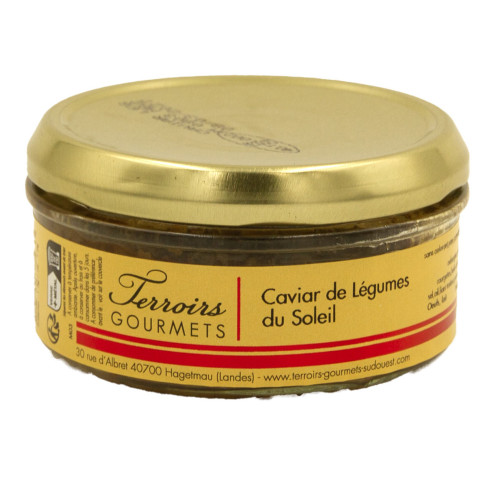 Caviar de légumes du soleil (aubergine, poivrons, asperges)
 poids-120 g contenance-Verrine