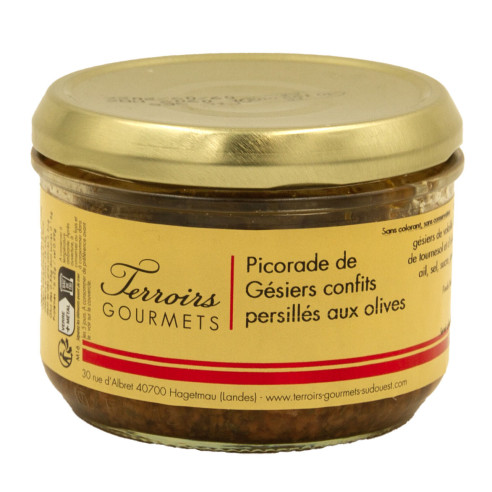 Picorade de gésiers confits persillés aux olives