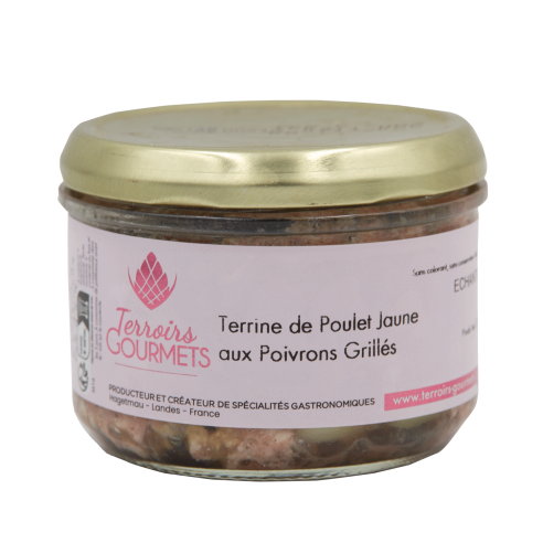 Terrine de poulet jaune aux poivrons grillés