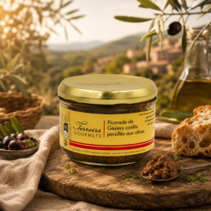Picorade de gésiers confits persillés aux olives