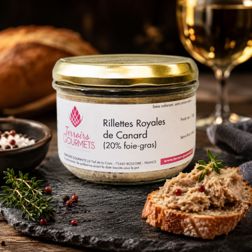 Apéro 100% français : rillettes royales de canard confit & foie gras