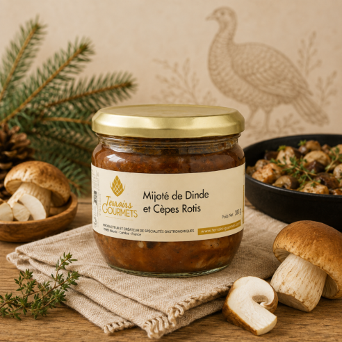 Mijoté de dinde aux cèpes rôtis