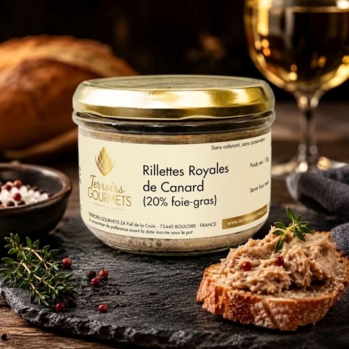 Apéro 100% français : rillettes royales de canard confit & foie gras