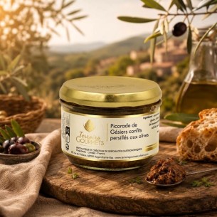 Picorade de gésiers confits persillés aux olives